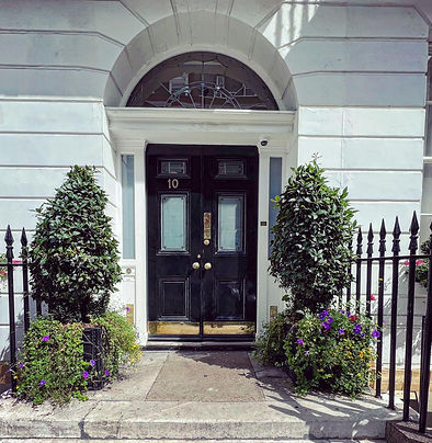 Discreet and professional front entrance of Psyche Clinic, located in the heart of Harley Street.