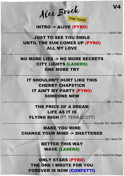 Alec Brock Setlist