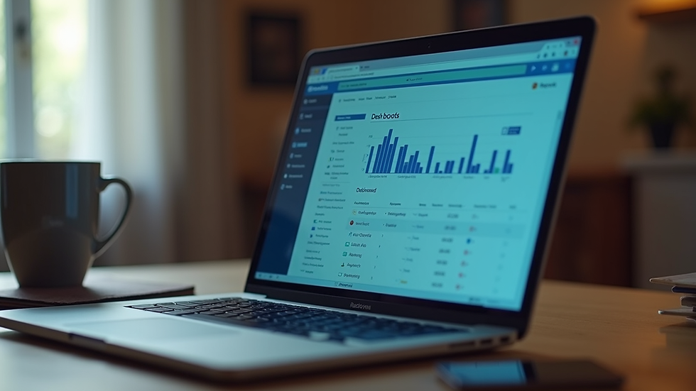 Eye-level view of a laptop screen showing Meta Ads dashboard