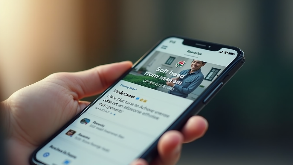 Close-up view of a smartphone displaying service offers for home repairs