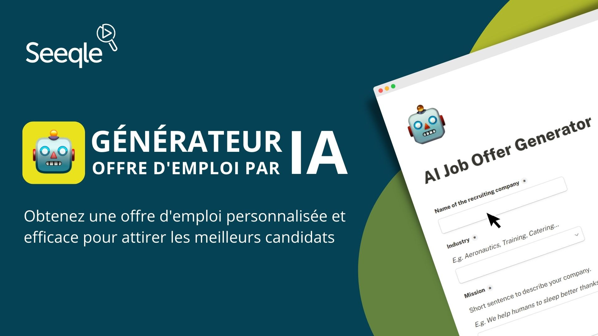 Générateur de modèles d'offres d'emploi par IA | Seeqle