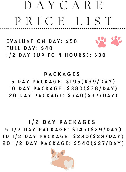 Daycare Price List