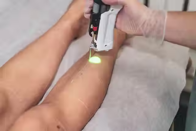 High angle view of a laser hair removal session in a professional clinic