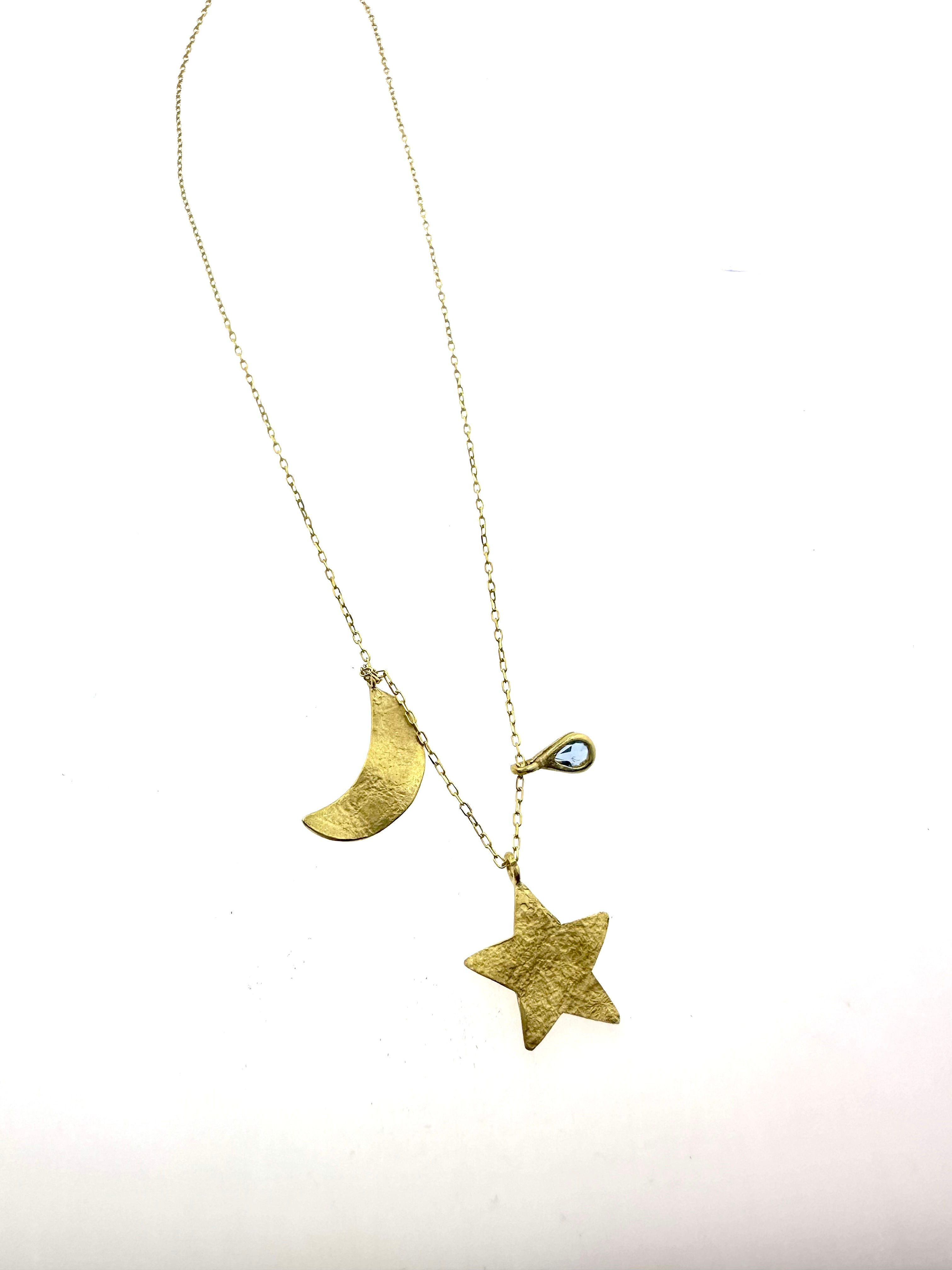 Colar estrela e lua e lágrima