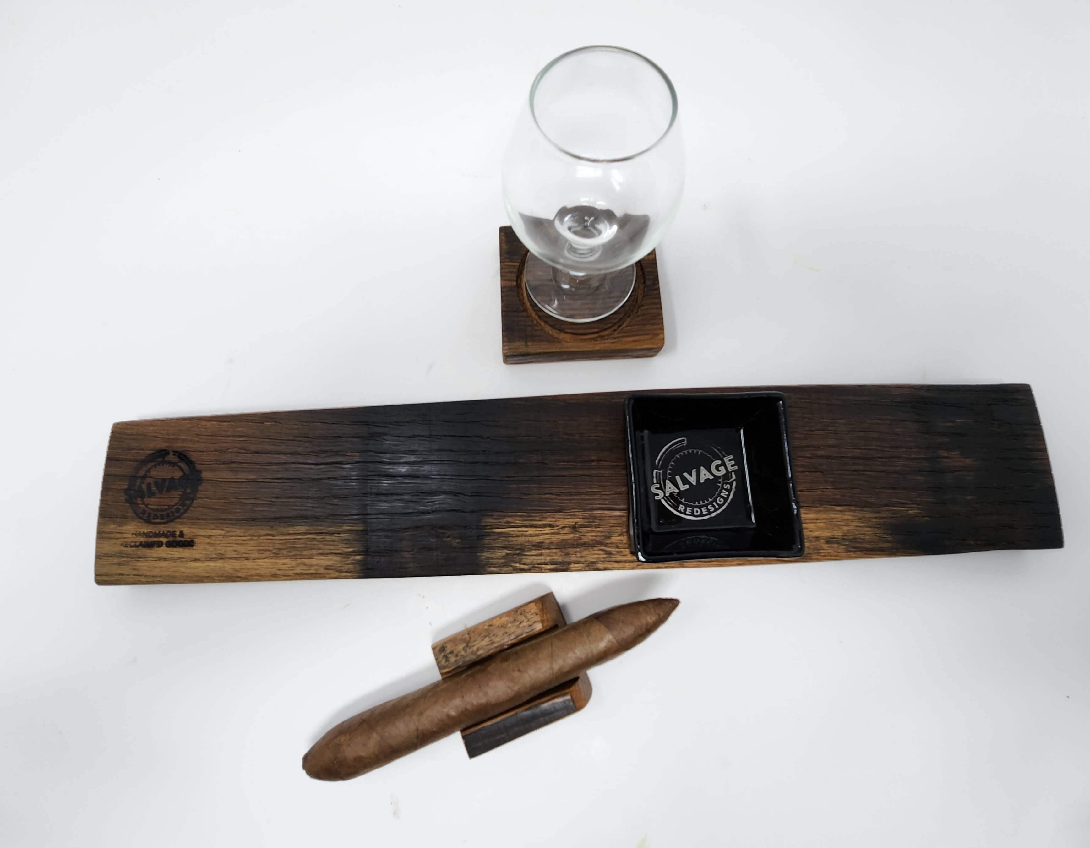 Oak Barrel Single Cigar Ashtray