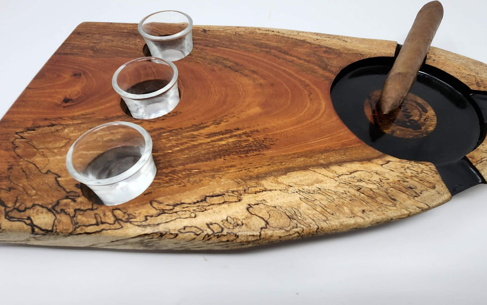 Thumbnail: Mahogany Live Edge Cigar Ashtray & Shot Flight Trio