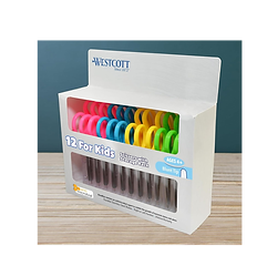 Westcott 14871 Right- and Left-Handed Scissors, Kids' Scissors, Ages 4-8, 5-Inch Blunt Tip, Assorted, 12 Pack