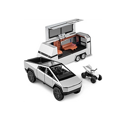Cyber Truck Diecast Metal Toy Trucks with Lights and Sounds, 1/32 RV Campground Vehicles(Silver)