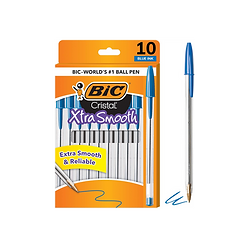 BIC Cristal Xtra Smooth Ballpoint Pen, Medium Point (1.0mm), Blue, 10-Count Copy