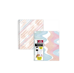 Five Star Spiral Notebook + Study App, 2 Pack, Pastel Waves and Brush Strokes Copy
