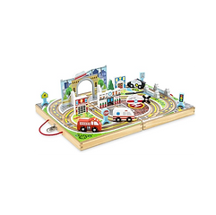 Melissa & Doug 18-Piece Wooden Take-Along Tabletop Town