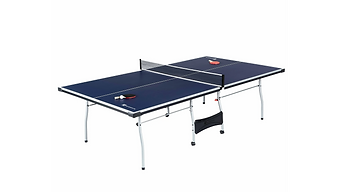 Official Size Table Tennis Table, 15mm, 4 Piece, Pong Table, Blue/White, by MD Sports