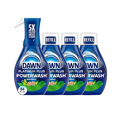 Dawn Powerwash Gain Original Dish Spray, Liquid Dish Soap, Dish Soap Refill, , 1 Starter Kit + 3 Refills, 64 Fl Oz