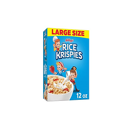 Kellogg's Rice Krispies Breakfast Cereal, 8 Vitamins and Mineral, Large Size, Original, 12oz Box (1 Box)