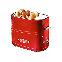 HDT600RETRORED Retro Pop-Up 2 Hot Dog and Bun Toaster, With Mini Tongs