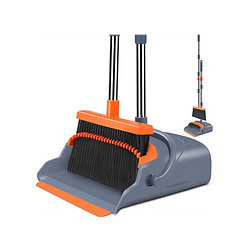 Broom and Dustpan Set, Self-Cleaning with Dustpan Teeth