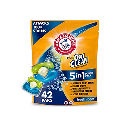 Arm & Hammer Plus OxiClean 5-in-1 Laundry Detergent Power Paks, 42 Count