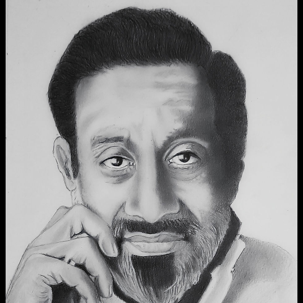 Handmade graphite pencil portrait of Sivaji Ganesan, Tamil Actor.