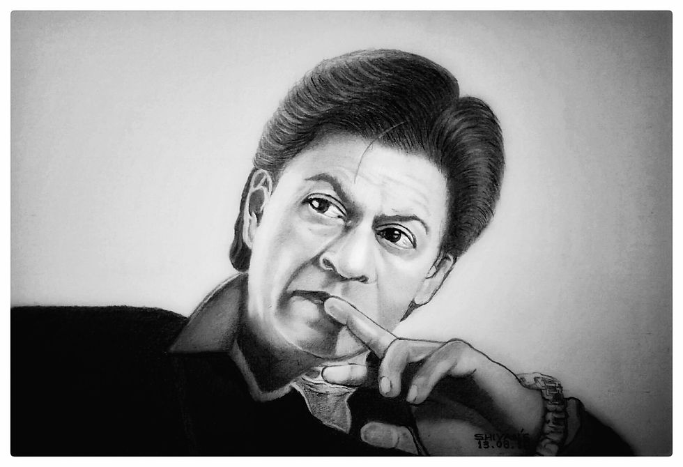Handmade graphite pencil portrait of Bollywood actor Shah Rukh Khan. 