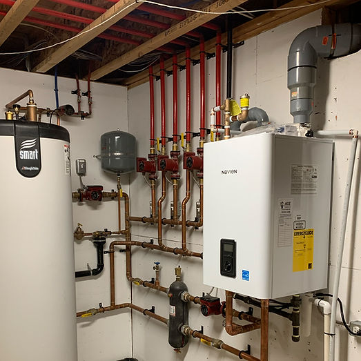 A Navien hydronic in floor heating boiler system