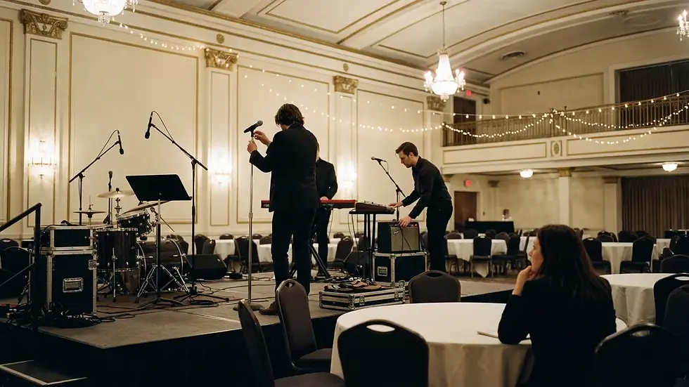 Band sound check before a fundraiser gala in San Antonio