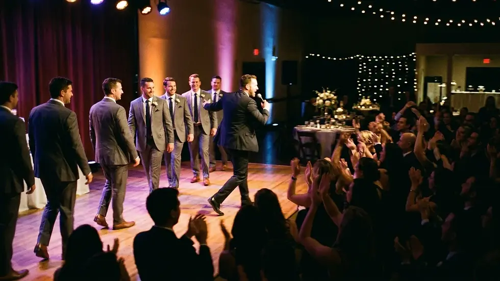 Hype groomsmen entrance songs with live emcee calling out names