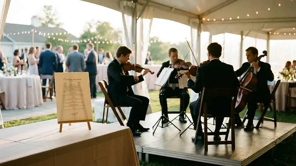 types of wedding entertainment program timeline for ceremony and reception