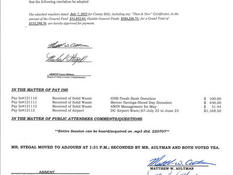 Session Minutes - Thursday, July 7, 2022