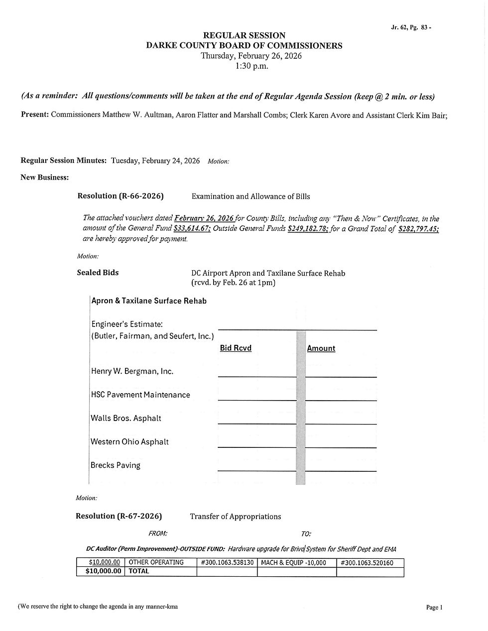 Session Agenda-Thursday, February 26, 2026