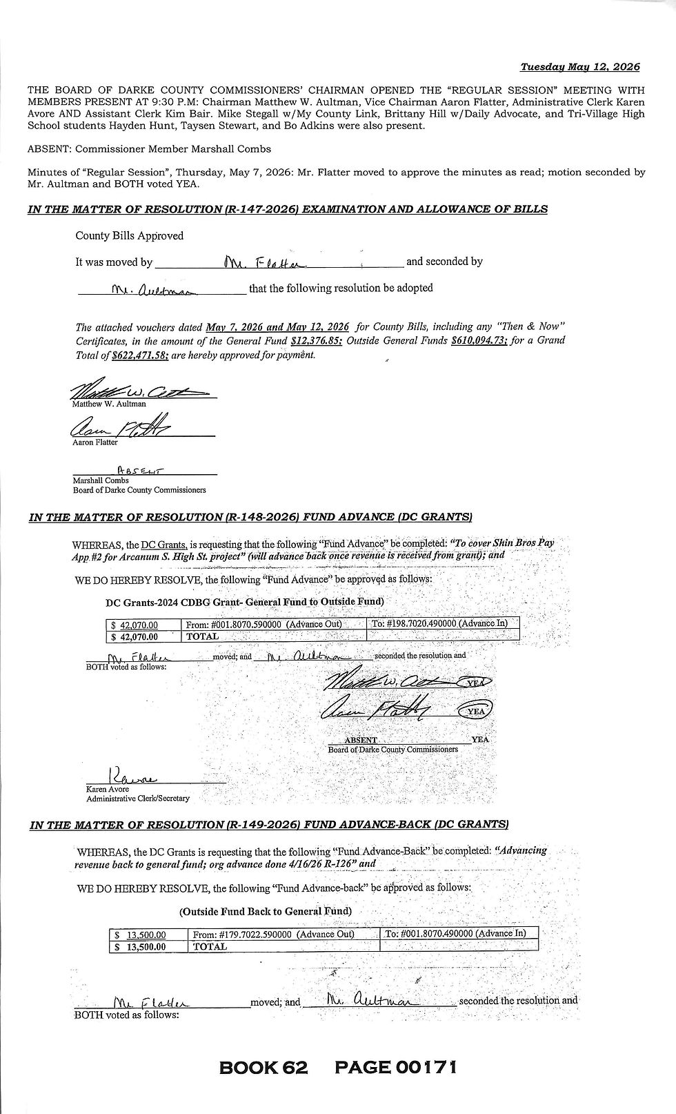 Session Minutes - Tuesday, May 12, 2026
