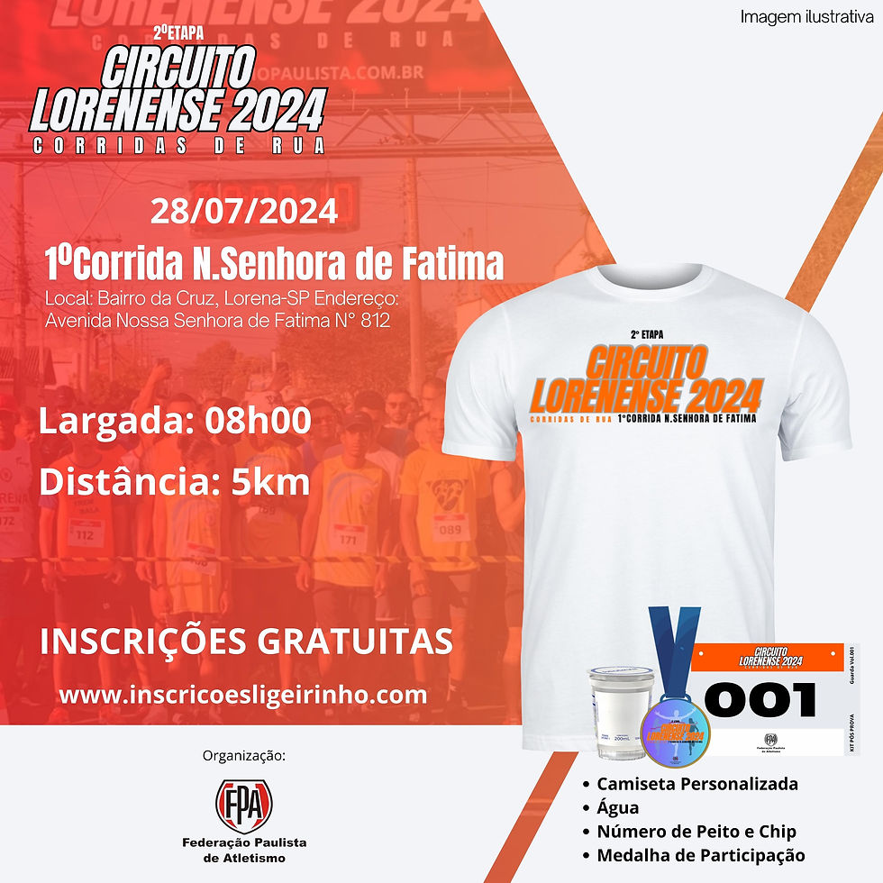 2° ETAPA CIRCUITO LORENENSE DE CORRIDA DE RUA " 1° CORRIDA N. SENHORA DE FATIMA
