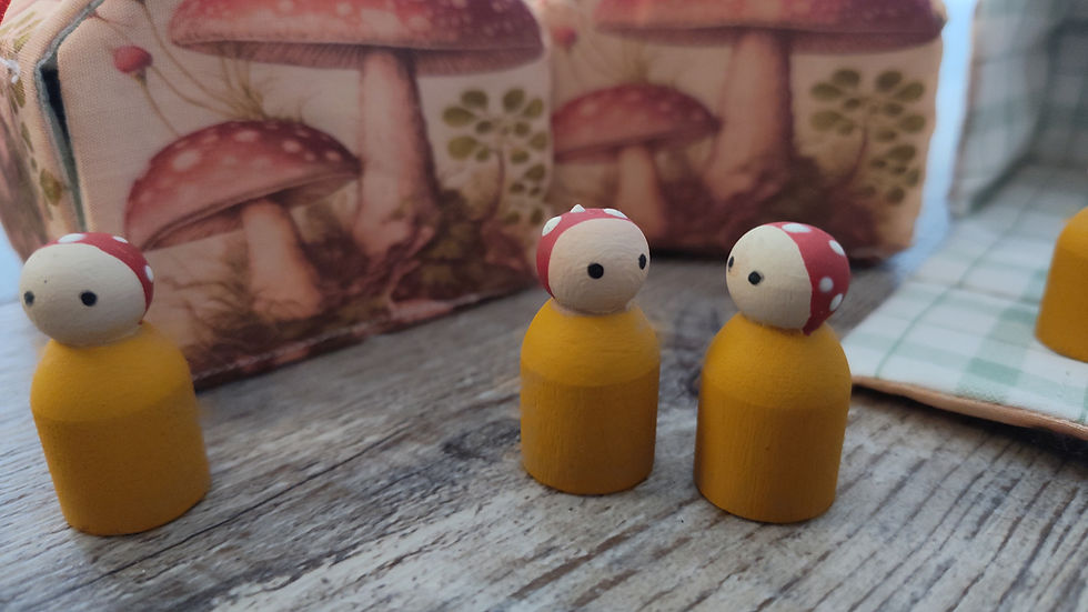 Thumbnail: Mushroom Play House with Mushroom Peg Dolls
