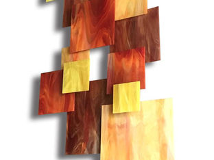Original Abstract Sculpture by Karo Studios | Abstract Art on Glass | "Sunset" TTS Glass and Metal W