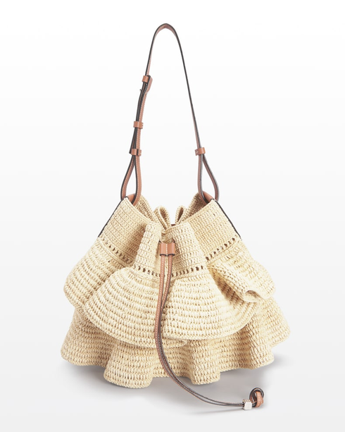 Loewe x Paula’s Ibiza Balloon Ruffled Raffia Shoulder Bag