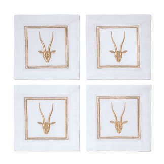 Egyptian Gazelle Embroidered Cocktail Napkins