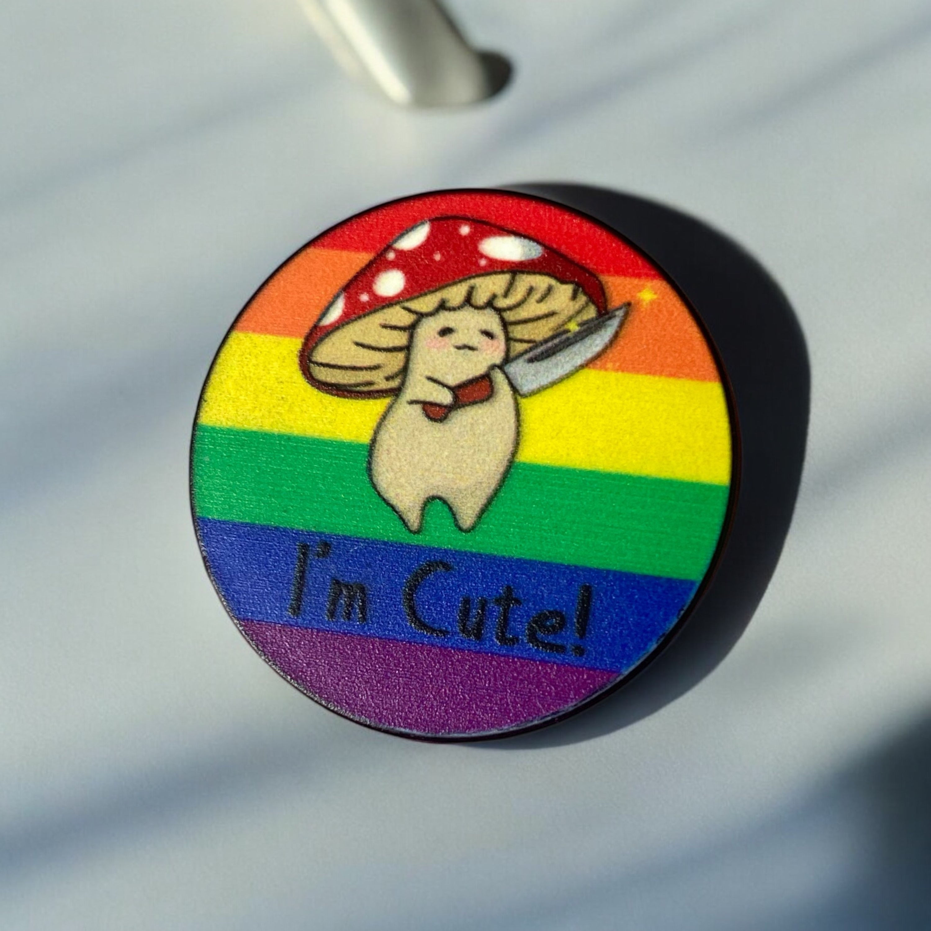 I’m Cute Rainbow Mushroom Pin Badge