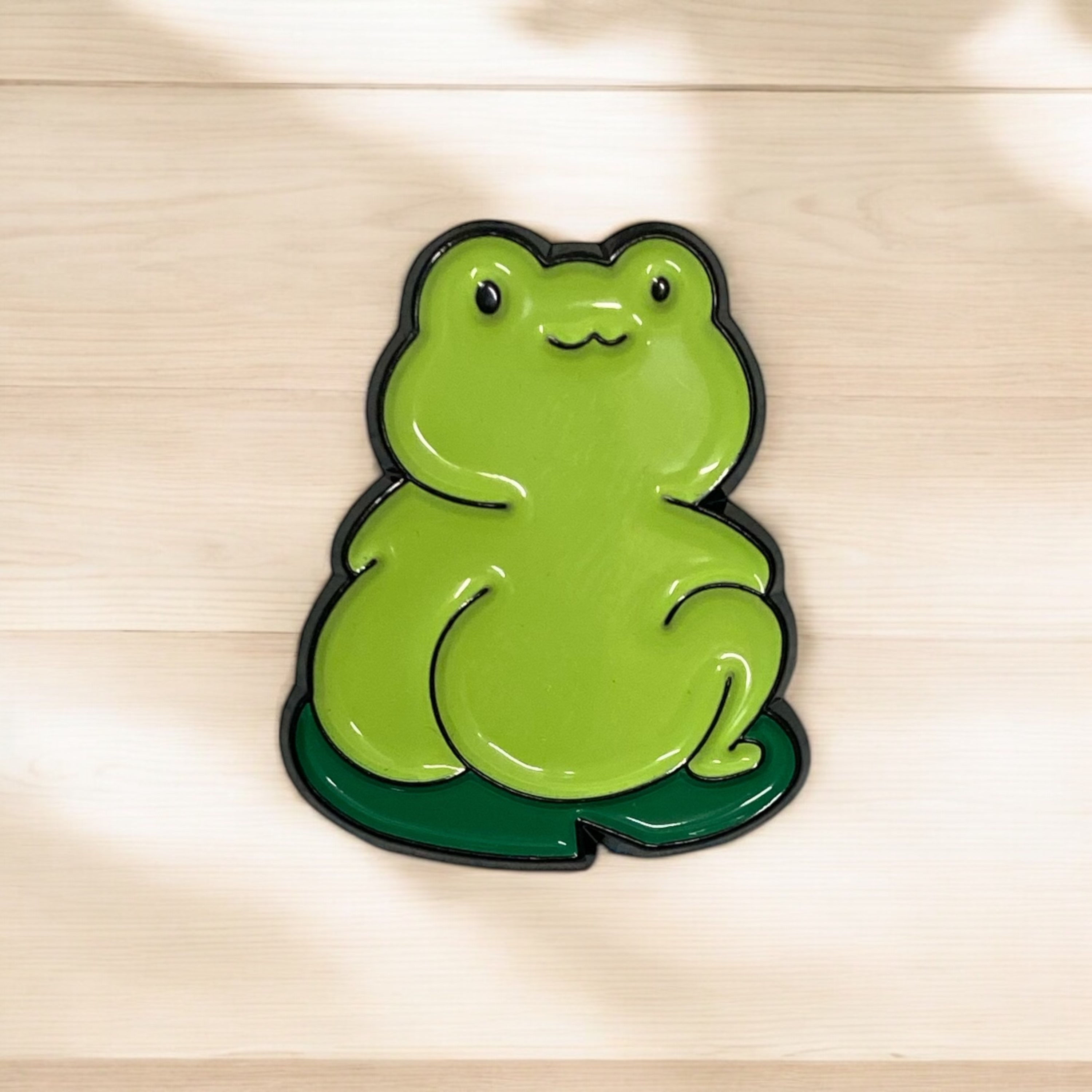 A frog living its best life funny enamel pin badge. 