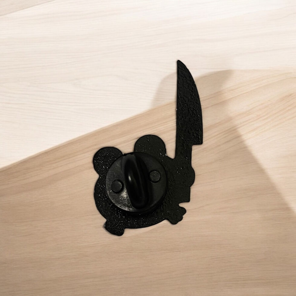 Thumbnail: Frog with a knife funny enamel pin badge. 