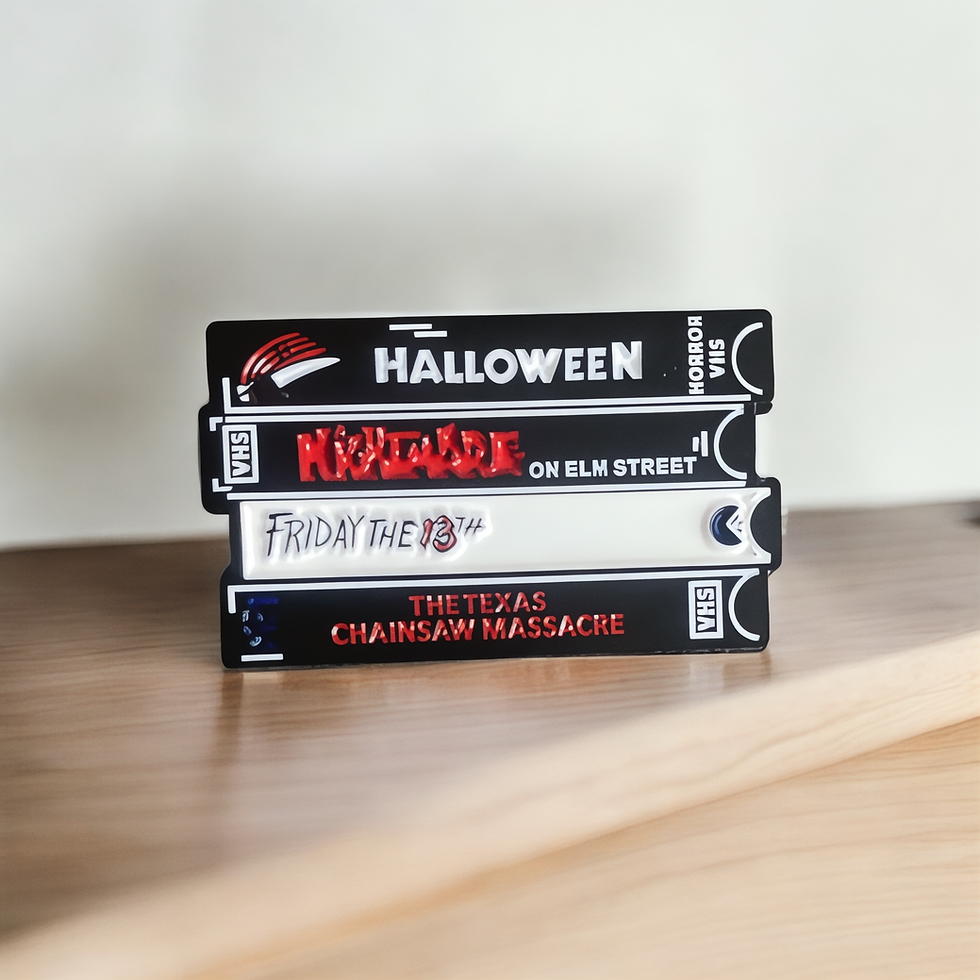 Thumbnail: VHS Horror enamel pin badge.
