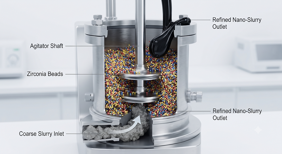 A bead mill machine is a wet grinding and dispersion system... reducing them down to the micron or even nanometer scale