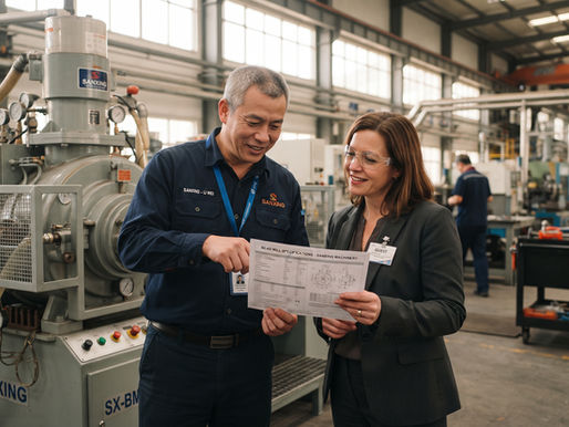 Sanxing engineer discussing bead mill requirements with a customer