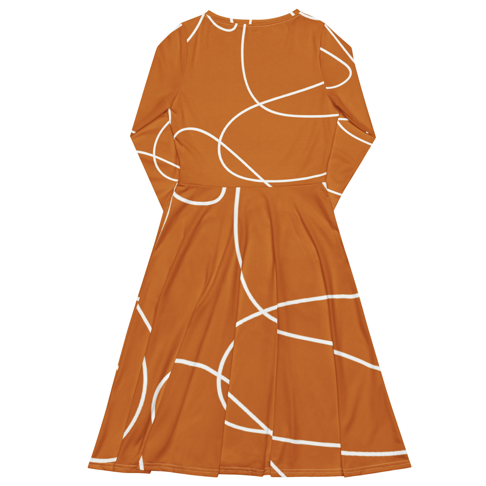 All-over print long sleeve midi dress