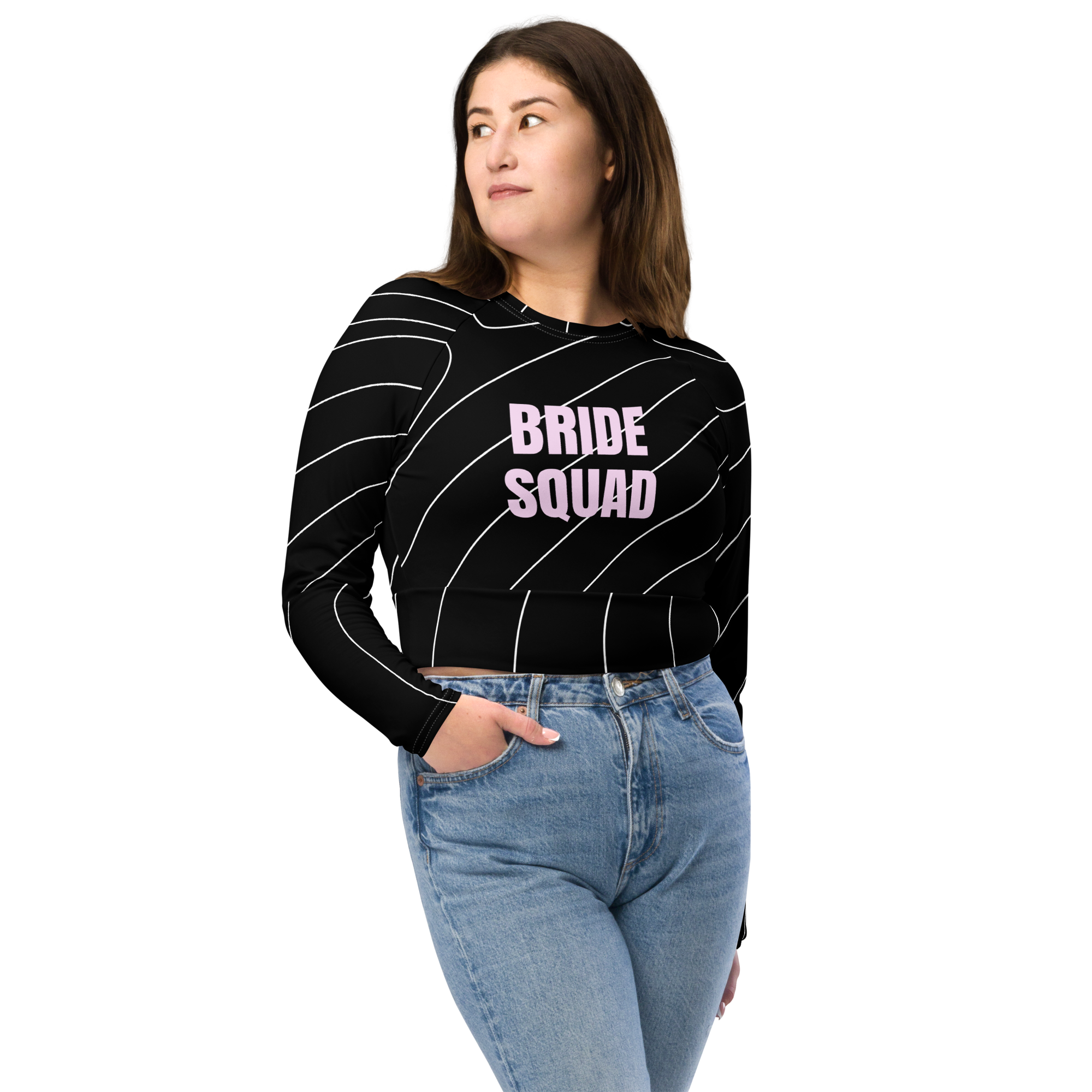 Bride Squad Long-Sleeve Crop Top