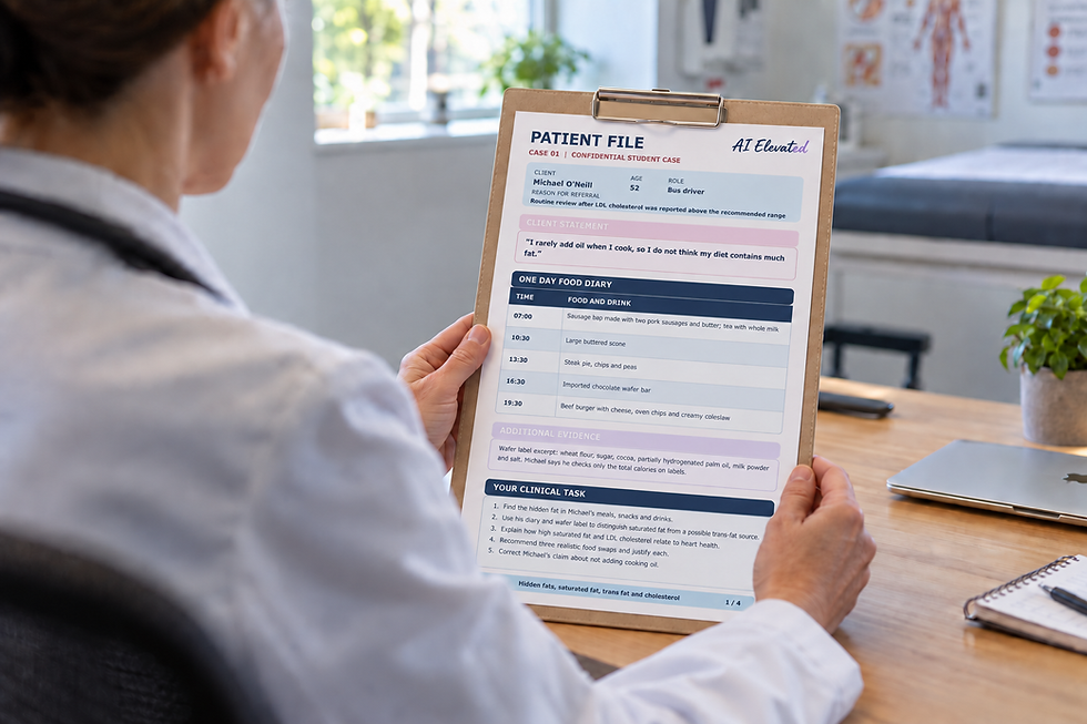 A doctor reading a patient file