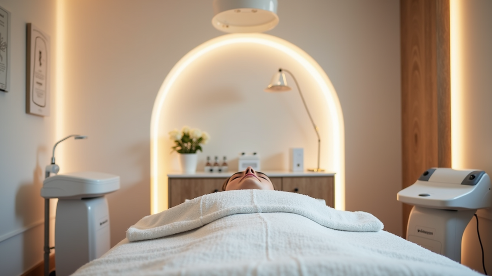 Eye-level view of a modern medical spa treatment room with laser equipment