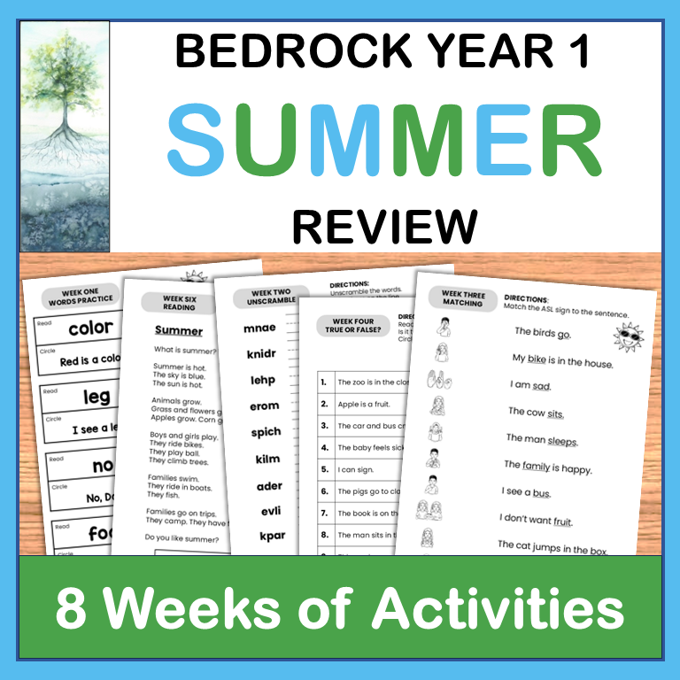 Bedrock Literacy Curriculum Year 1 Summer Review Packet