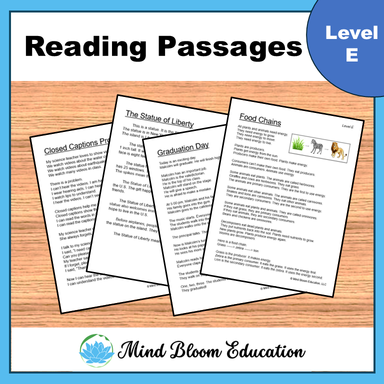 Reading Passages - Level E