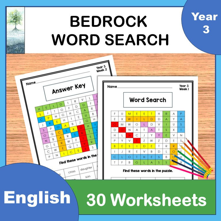 Bedrock Literacy Curriculum Word Searches, Year 3 - English