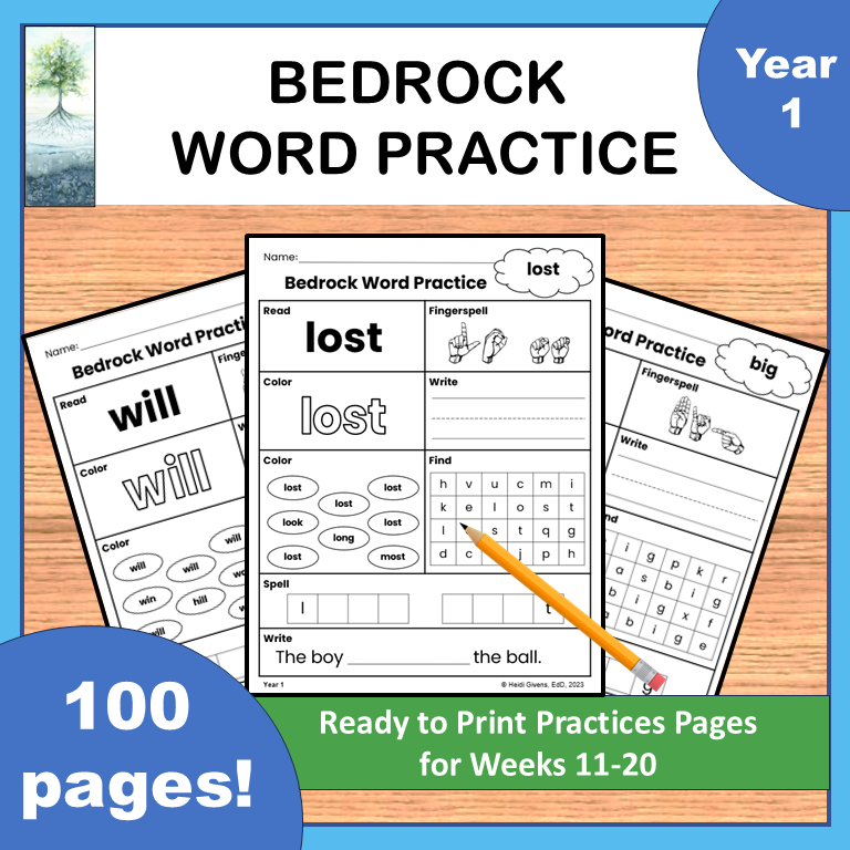 Bedrock Literacy Curriculum Word Practice Worksheets Year 1, Weeks 11-20