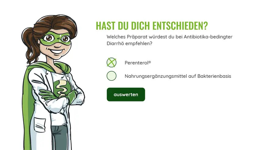 Perenterol E-Learning für PTA: Interaktives Training mit Spielen, umfassende Produktinfo. Werden Sie Experte für Beratungen in der Apotheke